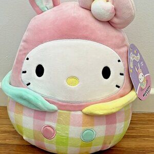 Sanrio Hello Kitty Squishmallows 10” 2023 Kawaii Easter Pastel Plaid Bunny Plush